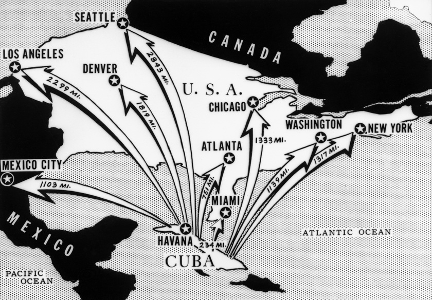 Distances of Major Cites from Cuba